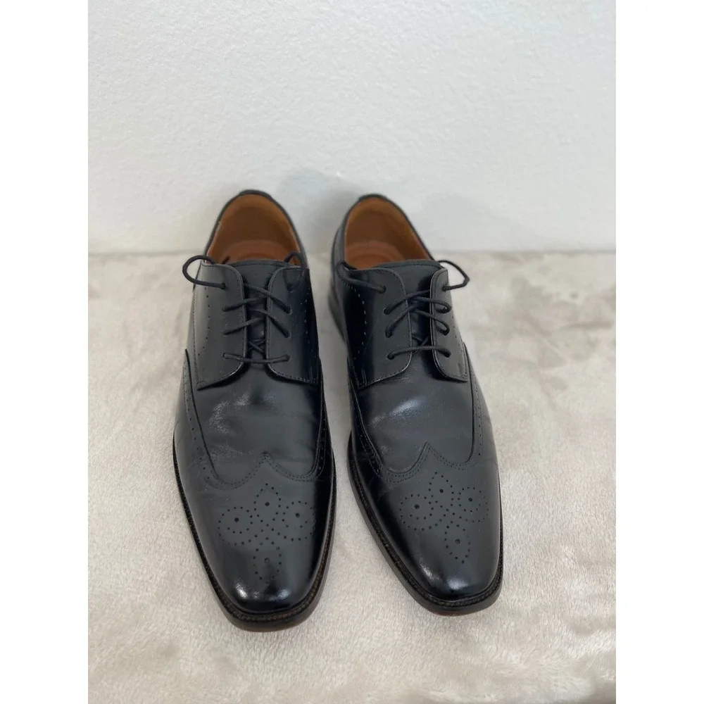 Florsheim Mens Black Leather Wingtip Brogue Oxford Dress Shoes 14291-001 Size 8M